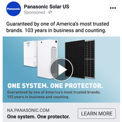 Facebook Retargeting for Lead Generation - Panasonic Solar US with Porter Novelli